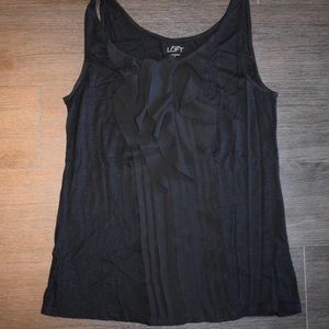 LOFT Black Ruffle Tank